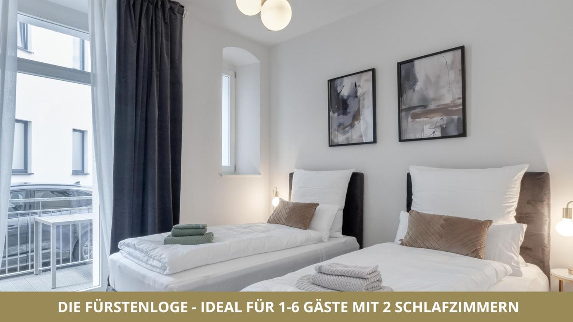 Neu Fewo Fuerstenloge 1-6 Pers Hinter Dem Markgraeflichen Opernhaus - 2 Schlafzimmer Mit Boxspringbetten 4 Einzel Oder 2 Doppelbetten, Balkon Und Einbaukueche, Barrierearm Bayreuth Exterior foto